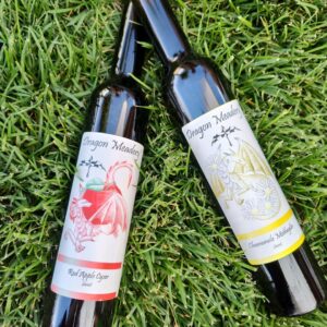 mead bottles in grass